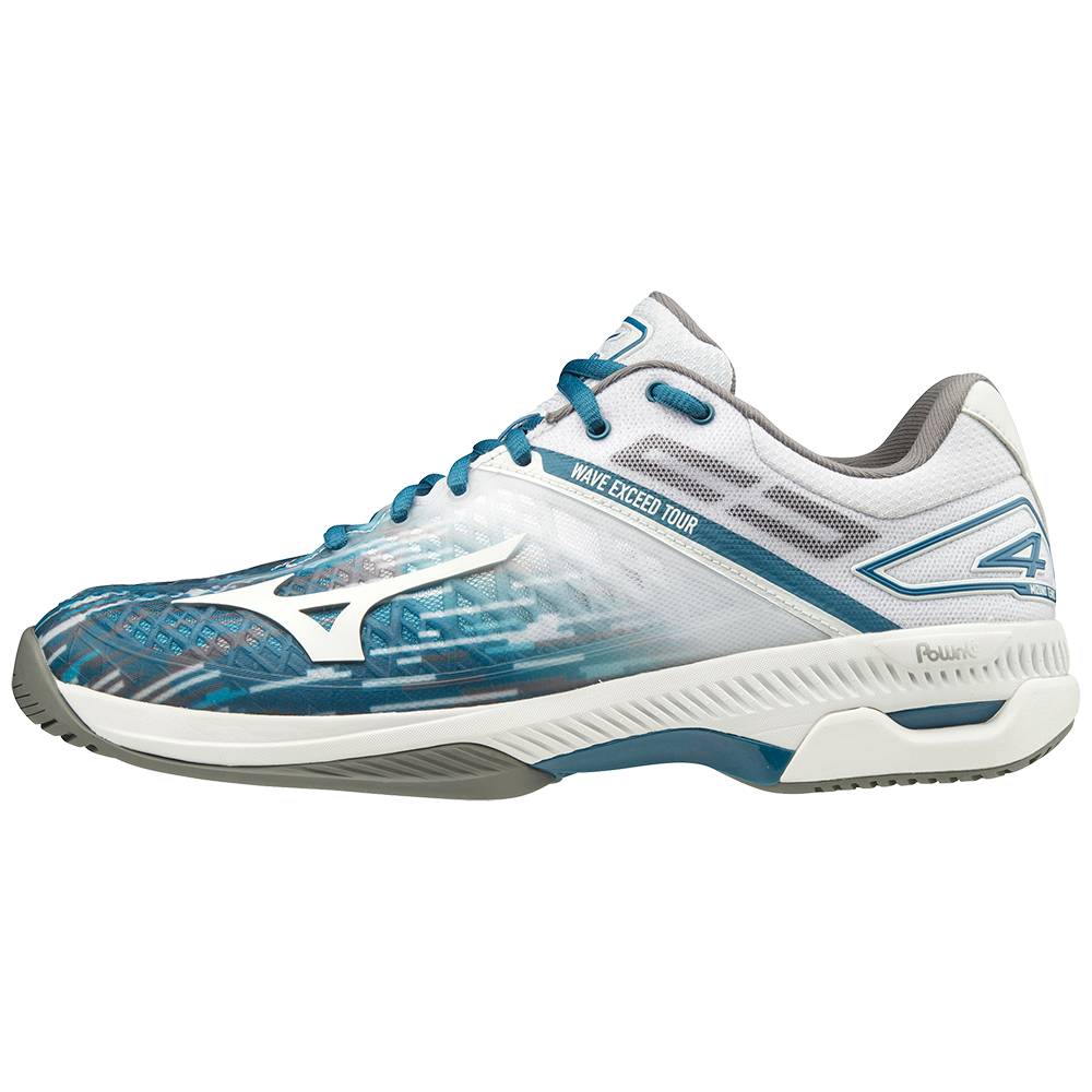 Zapatillas Tenis Mizuno Wave Exceed Tour 4 AC Hombre Azules/Blancas Baratas TJDM-95214